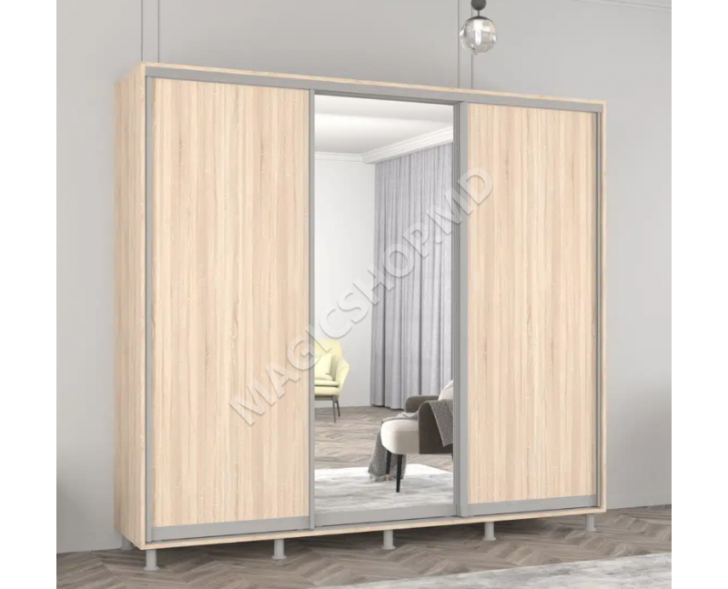 Dulap Aron (2.4m – 2.7m) uși glisante din oglindă și PAL